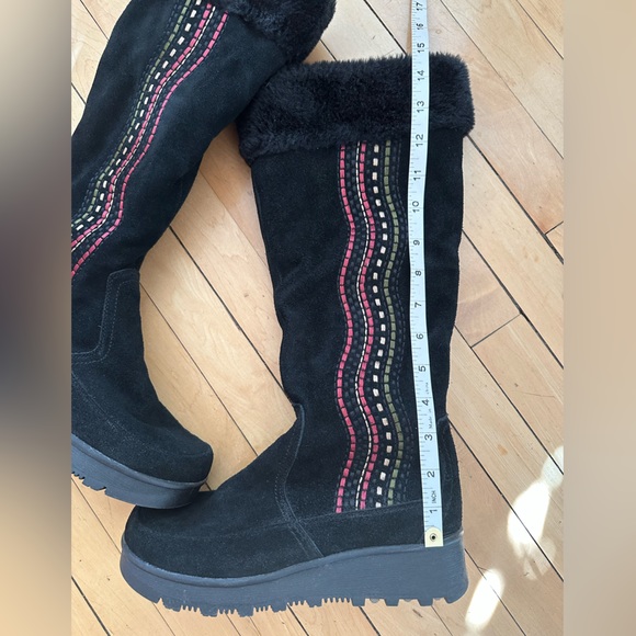 Black Suede Faux Fur Lined Nevada Olga Boots Size 8 - Picture 7 of 10